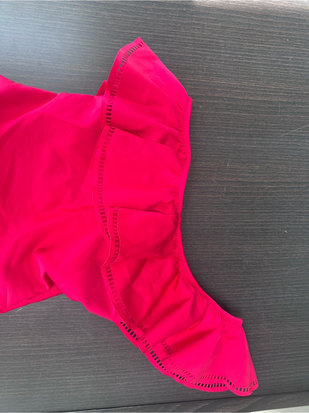 MOUILLE Swim One-Shoulder Ruffle Swimsuit (Red) - Picture 3 of 5